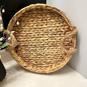Handmade round woven tray.